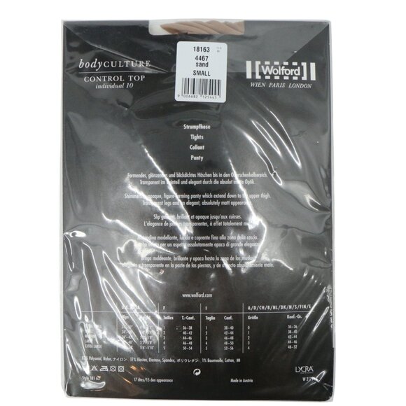 New Wolford Body Culture Control Top Individual 10 Tights Small Sand Beige - Picture 2 of 3